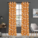 Orange Paw And Bone Pattern Print Curtain