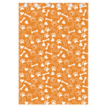 Orange Paw And Bone Pattern Print Curtain