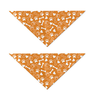 Orange Paw And Bone Pattern Print Dog Bandana