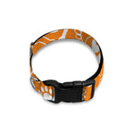 Orange Paw And Bone Pattern Print Dog Collar
