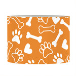 Orange Paw And Bone Pattern Print Drum Lamp Shade