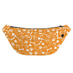 Orange Paw And Bone Pattern Print Fanny Pack