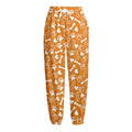 Orange Paw And Bone Pattern Print Fleece Lined Knit Pants