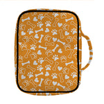 Orange Paw And Bone Pattern Print Front Pocket Bible Bag