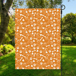 Orange Paw And Bone Pattern Print Garden Flag