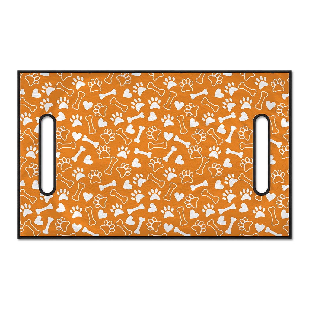Orange Paw And Bone Pattern Print Golf Cart Seat Cover