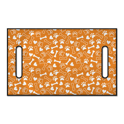 Orange Paw And Bone Pattern Print Golf Cart Seat Cover