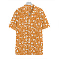 Orange Paw And Bone Pattern Print Hawaiian Shirt