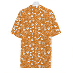 Orange Paw And Bone Pattern Print Hawaiian Shirt