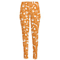 Orange Paw And Bone Pattern Print High-Waisted Pocket Leggings