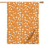 Orange Paw And Bone Pattern Print House Flag
