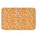 Orange Paw And Bone Pattern Print Indoor Door Mat