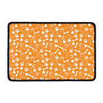 Orange Paw And Bone Pattern Print Kitchen Mat