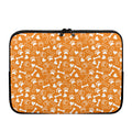 Orange Paw And Bone Pattern Print Laptop Sleeve