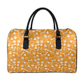 Orange Paw And Bone Pattern Print Leather Duffel Bag