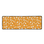 Orange Paw And Bone Pattern Print Long Kitchen Mat