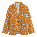 Orange Paw And Bone Pattern Print Men's Blazer