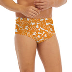 Orange Paw And Bone Pattern Print Men's Briefs