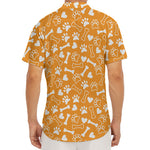 Orange Paw And Bone Pattern Print Men's Deep V-Neck Shirt