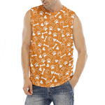 Orange Paw And Bone Pattern Print Men's Fitness Tank Top