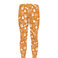Orange Paw And Bone Pattern Print Men's Leggings
