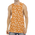 Orange Paw And Bone Pattern Print Men's Muscle Tank Top