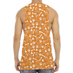 Orange Paw And Bone Pattern Print Men's Muscle Tank Top