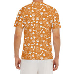 Orange Paw And Bone Pattern Print Men's Short Sleeve Rash Guard