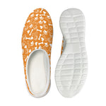 Orange Paw And Bone Pattern Print Mesh Casual Shoes