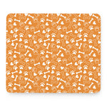 Orange Paw And Bone Pattern Print Mouse Pad