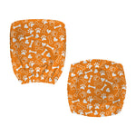 Orange Paw And Bone Pattern Print Office Chair Cover