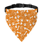 Orange Paw And Bone Pattern Print Over The Collar Dog Bandana