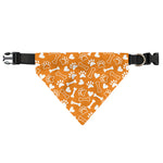Orange Paw And Bone Pattern Print Over The Collar Dog Bandana