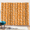 Orange Paw And Bone Pattern Print Pencil Pleat Curtains