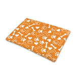Orange Paw And Bone Pattern Print Pet Cooling Mat Cover