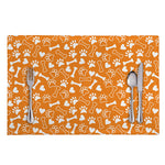 Orange Paw And Bone Pattern Print Placemat