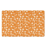 Orange Paw And Bone Pattern Print Polyester Doormat