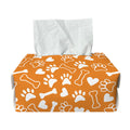 Orange Paw And Bone Pattern Print Rectangle Tissue Box Cover