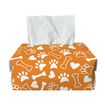 Orange Paw And Bone Pattern Print Rectangle Tissue Box Cover