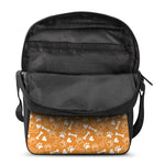 Orange Paw And Bone Pattern Print Rectangular Crossbody Bag