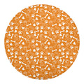 Orange Paw And Bone Pattern Print Round Blanket