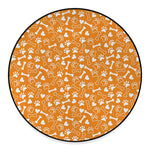 Orange Paw And Bone Pattern Print Round Floor Mat
