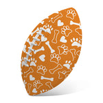 Orange Paw And Bone Pattern Print Rugby Ball