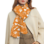 Orange Paw And Bone Pattern Print Scarf
