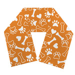 Orange Paw And Bone Pattern Print Scarf