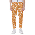 Orange Paw And Bone Pattern Print Joggers