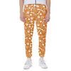 Orange Paw And Bone Pattern Print Scuba Joggers