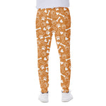 Orange Paw And Bone Pattern Print Scuba Joggers