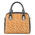 Orange Paw And Bone Pattern Print Shoulder Handbag