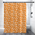 Orange Paw And Bone Pattern Print Shower Curtain
